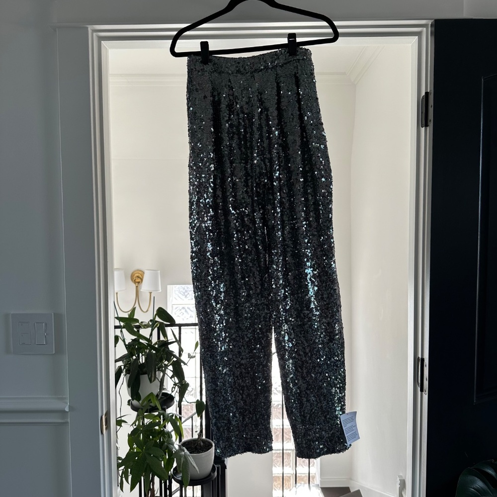 ASOS Design Sequin Slouchy Pants in Gunmetal - Picture 6 of 8
